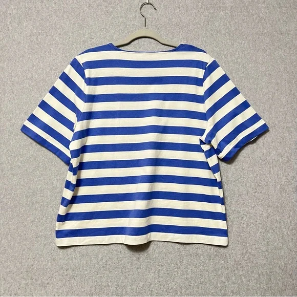 J. Crew Factory Striped Short Sleeve Tee NWT Size XL White Blue Nautical Preppy - Picture 6 of 9